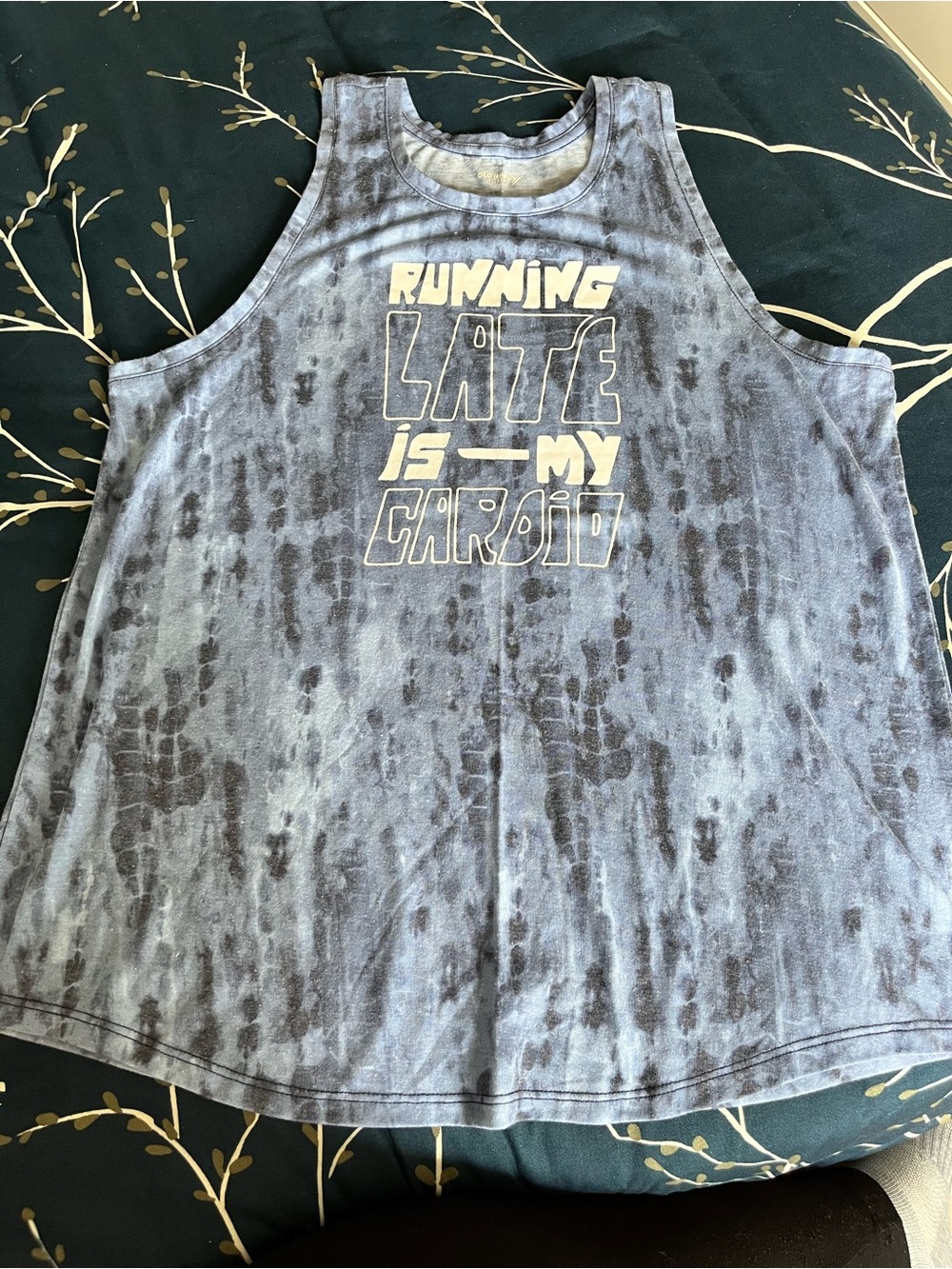 Old Navy Tie-Dye Gray Blue Graphic Tank Top